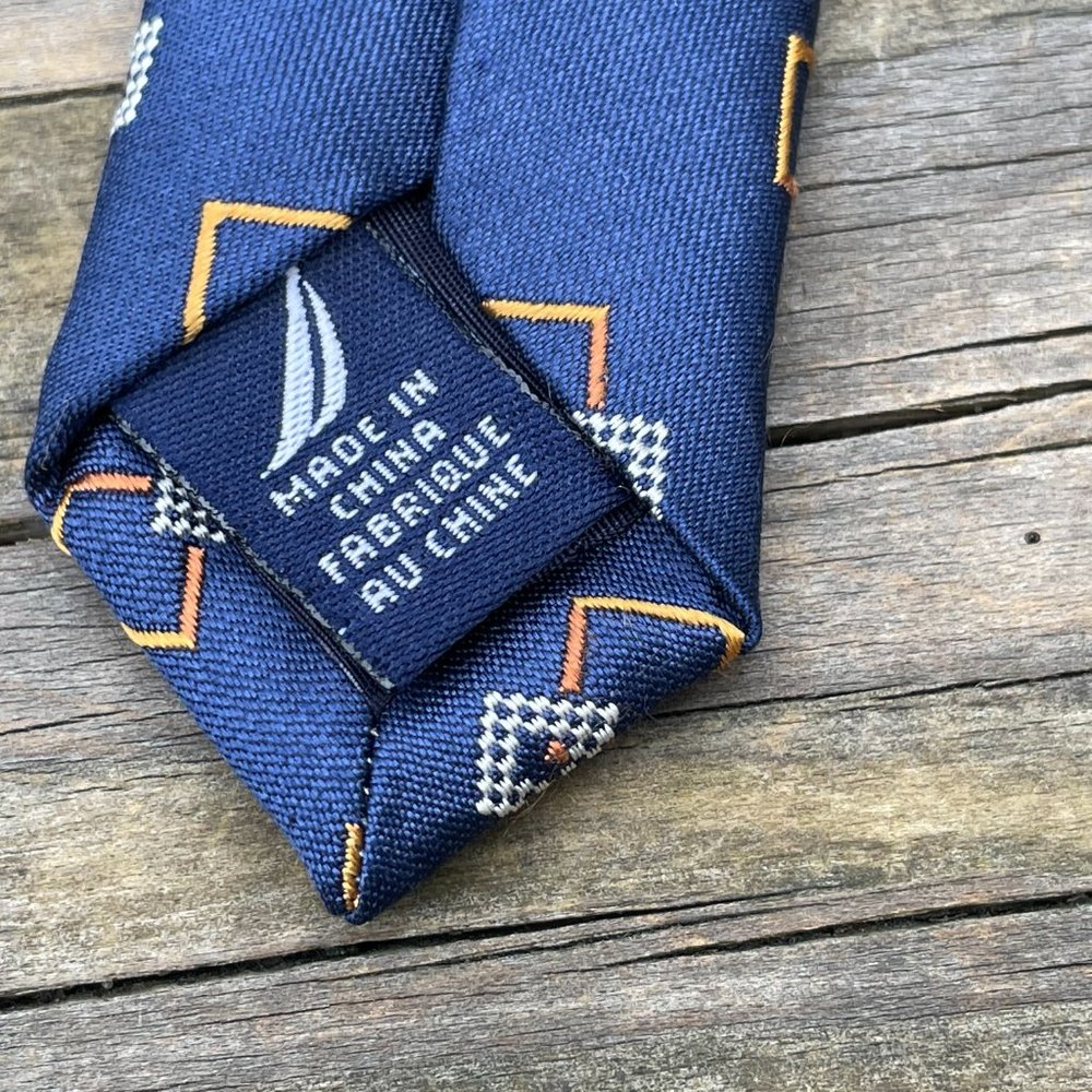 Nautica Men Tie Blue 100% Silk Neck Tie Classic Le - Picture 9 of 10